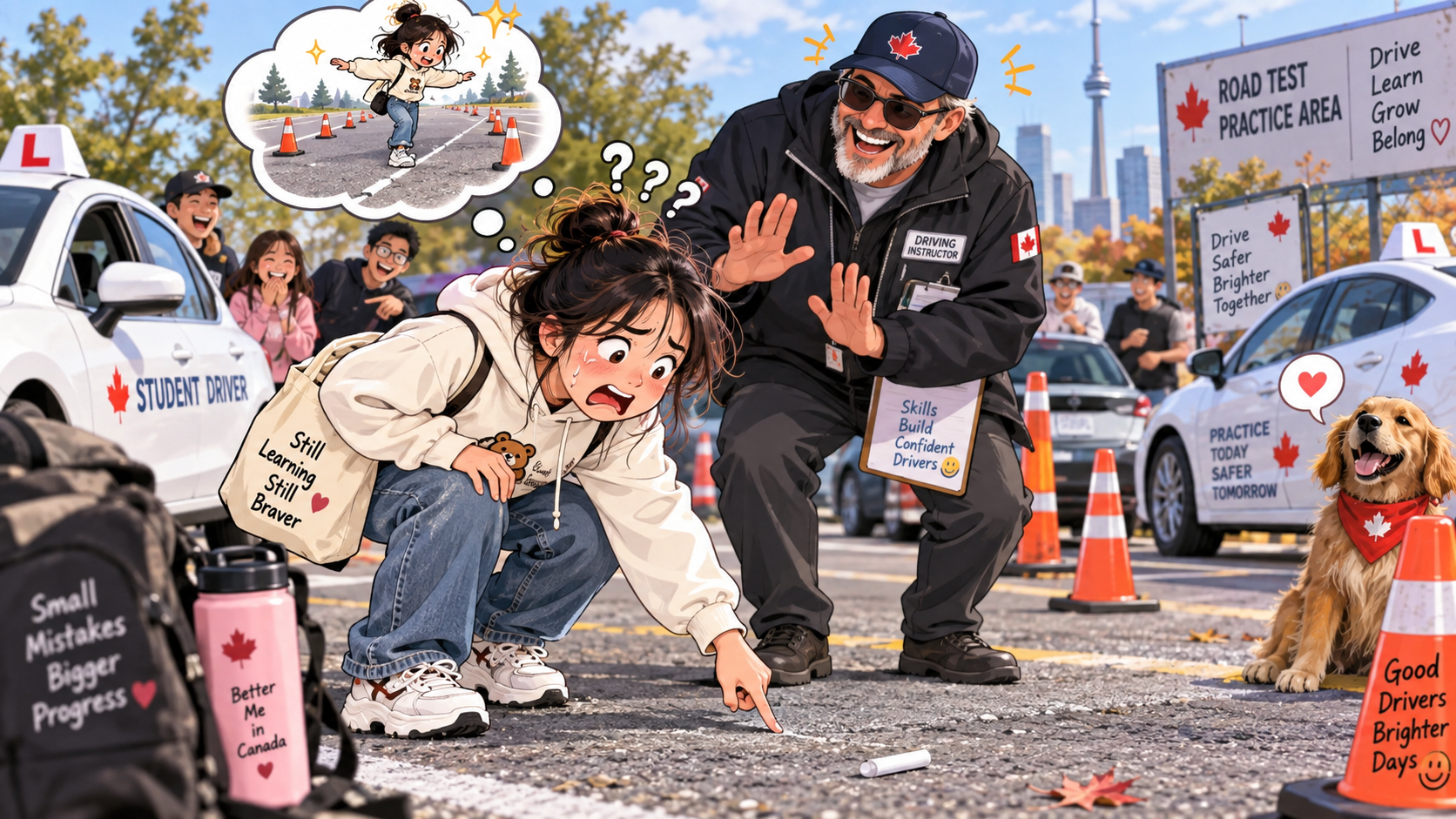 美剧学英语：walk the chalk - 加拿大驾校教练说“walk the chalk”，我真的开始找地上的粉笔线……
