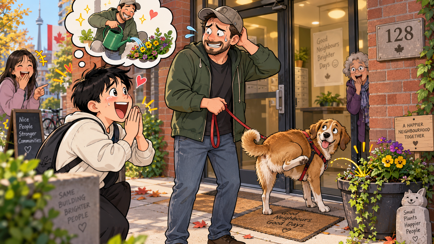 美剧学英语：water - 加拿大公寓楼下，邻居说他家狗“watered my plant”，我居然还谢谢他