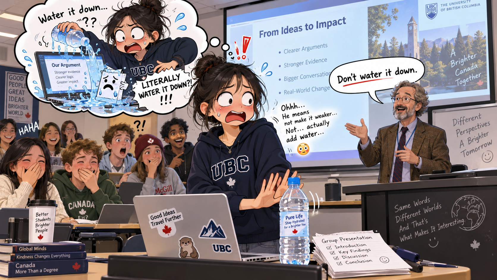 美剧学英语:water down - 加拿大课堂上教授说“Don’t water it down”,我默默把水瓶拿远了……