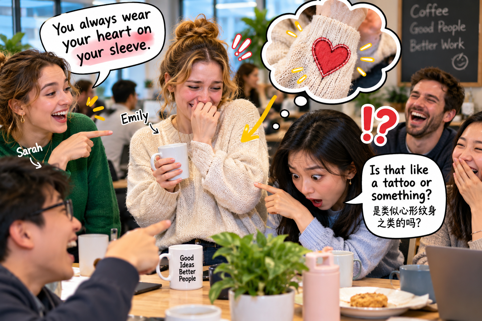 美剧说英语:wear one's heart on sleeve - 加拿大办公室同事说她把心戴在袖子上,我真的低头看了她的袖口……