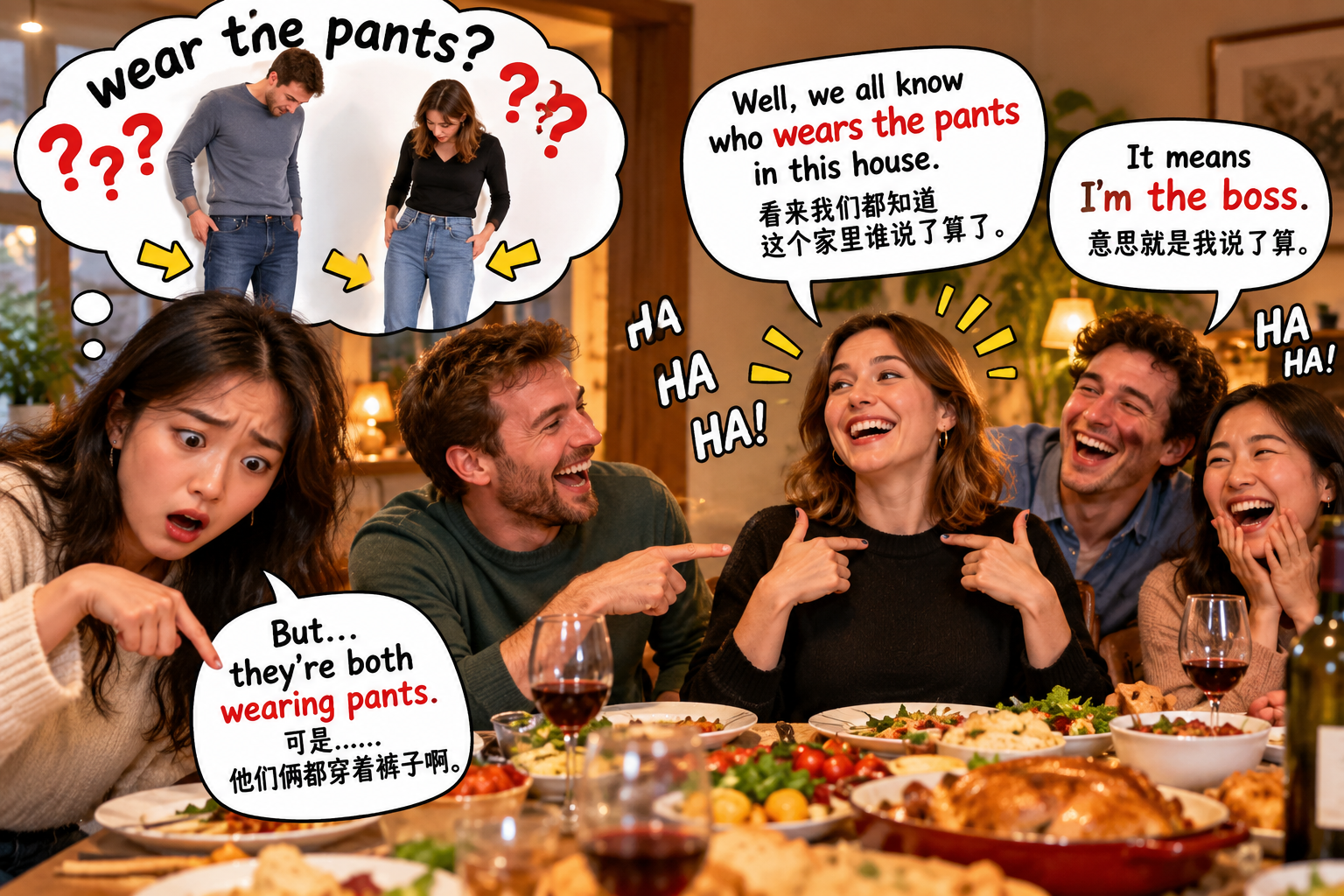 美剧学英语:wear the pants - 加拿大朋友说“wear the pants”,我低头看了看:大家不都穿着裤子吗?