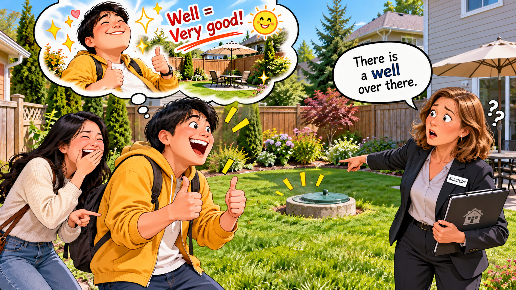 美剧说英语：well - 加拿大看房时，中介说后院有个“well”，我还以为他在夸房子不错……