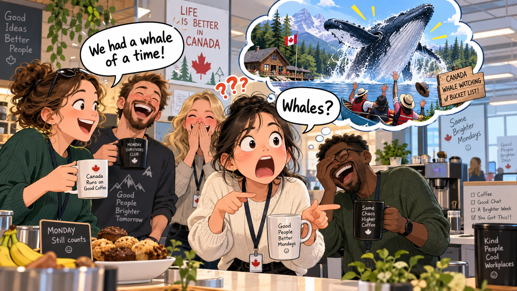 美剧学英语:whale of a time - 加拿大办公室周一闲聊,同事说“whale of a time”,我认真问:你们去哪看鲸鱼了?