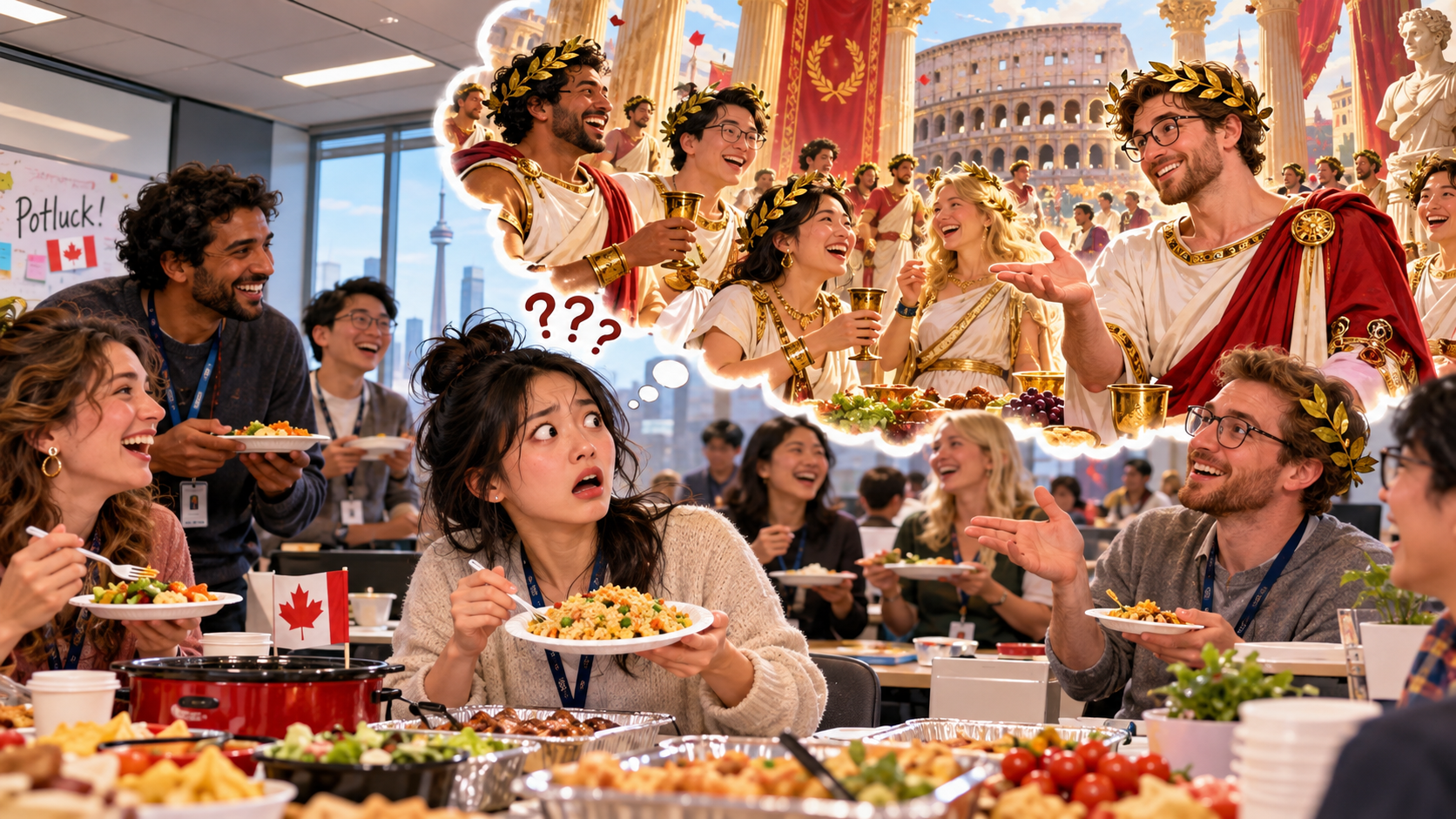 美剧说英语:when in Rome, do as the Romans do - 加拿大办公室聚餐,同事突然让我去罗马?