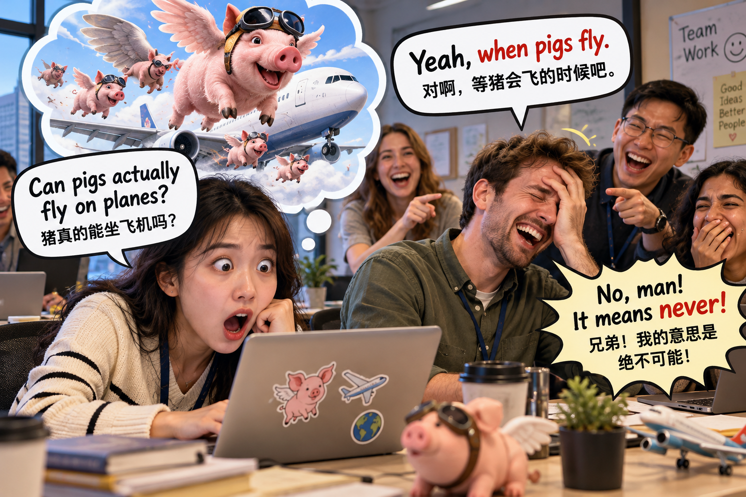 美剧说英语:when pigs fly - 加拿大办公室同事说“when pigs fly”,我居然认真查起了猪能不能坐飞机……