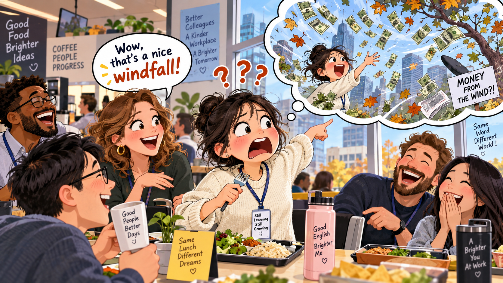 美剧学英语:windfall - 加拿大办公室同事说我拿到一笔“windfall”,我下意识先看了眼窗外的树……