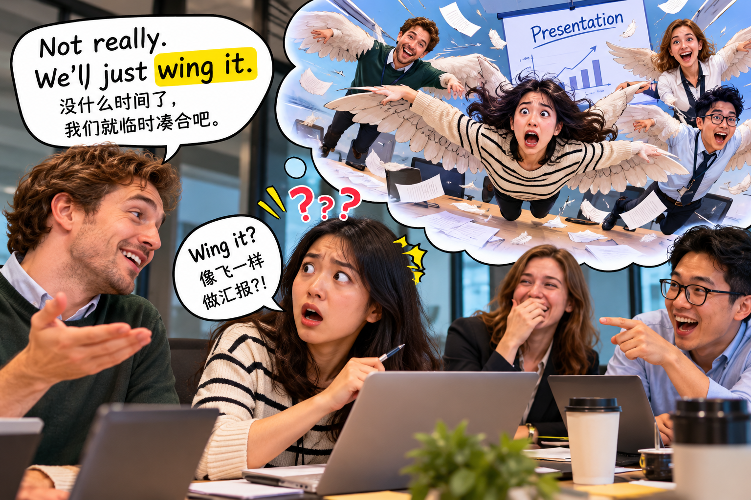 美剧说英语:wing it - 加拿大办公室开会,同事说“wing it”,我真以为和翅膀有关