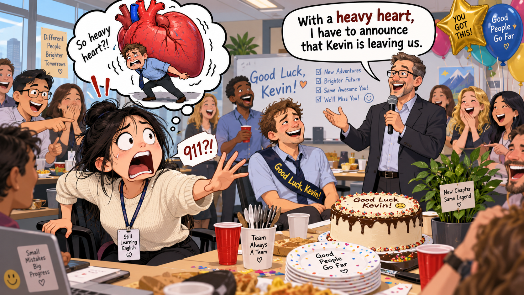 美剧学英语：with a heavy heart - 加拿大办公室送别会上，老板说“with a heavy heart”，我差点问要不要叫救护车……