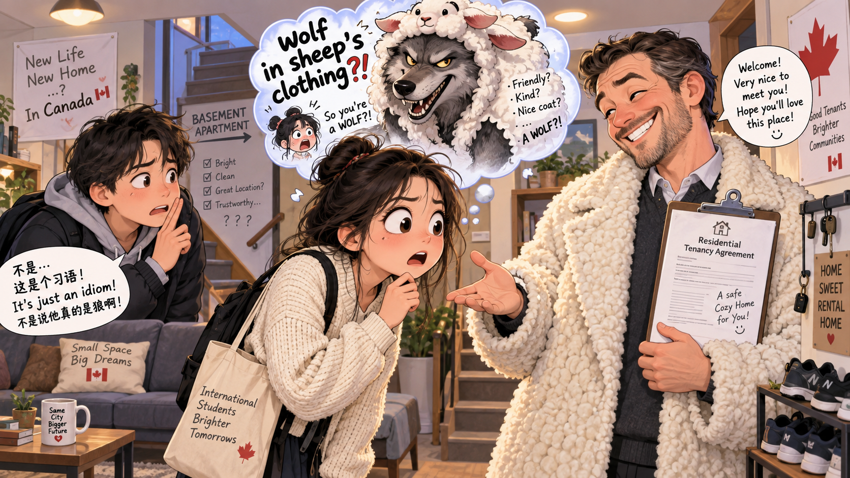 美剧学英语：wolf in sheep's clothing - 加拿大看房时，室友说房东是“wolf in sheep’s clothing”，我却一直盯着他的外套……