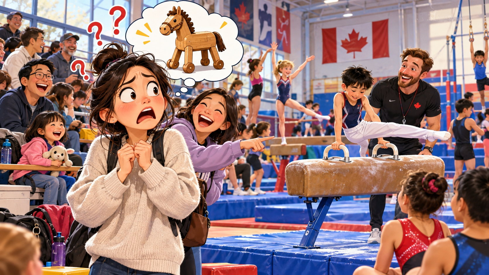 美剧说英语：wooden horse - 加拿大社区体育馆里，同事说孩子在练“wooden horse”，我还问：马放哪儿？