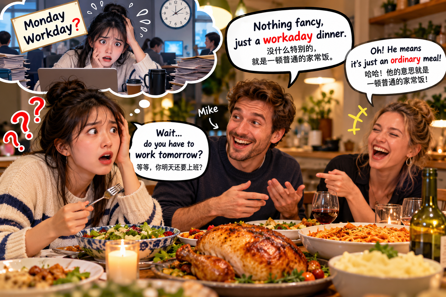 美剧说英语：workday - 加拿大周末去朋友家吃饭，他说“workday”，我竟以为周一还要上班……
