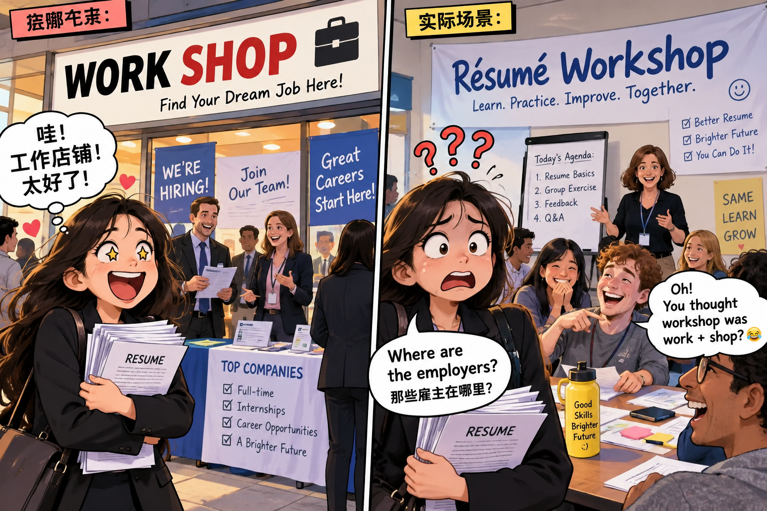 美剧学英语:workshop - 加拿大校园就业中心说有“workshop”,我带着20份简历去找“工作店铺”……