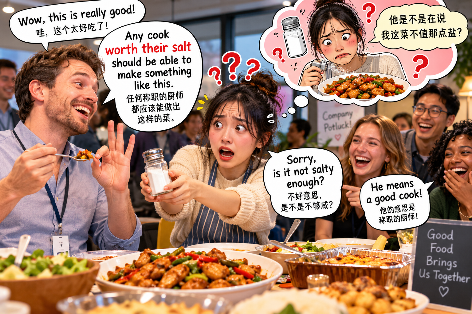 美剧说英语：worth its salt - 加拿大公司聚餐，老板说我“worth my salt”，我默默把盐罐递了过去……