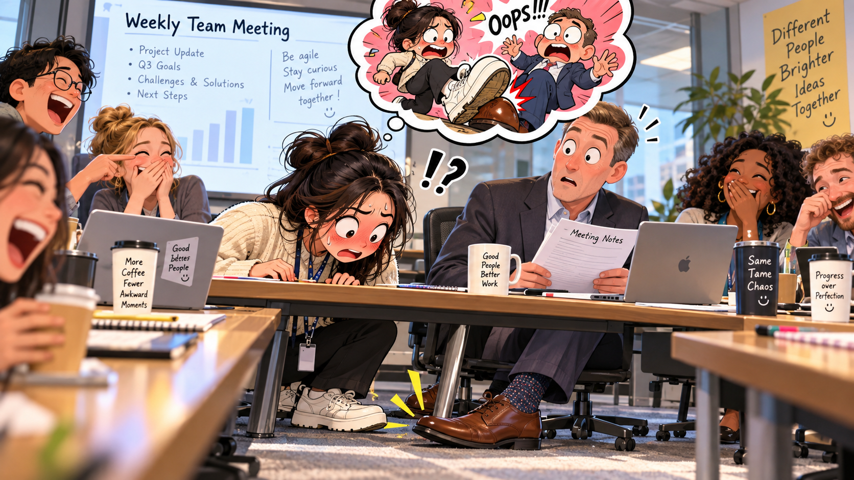美剧学英语：wrong foot - 加拿大办公室周会：老板说我把他“wrong-footed”了，我低头看了看自己的鞋