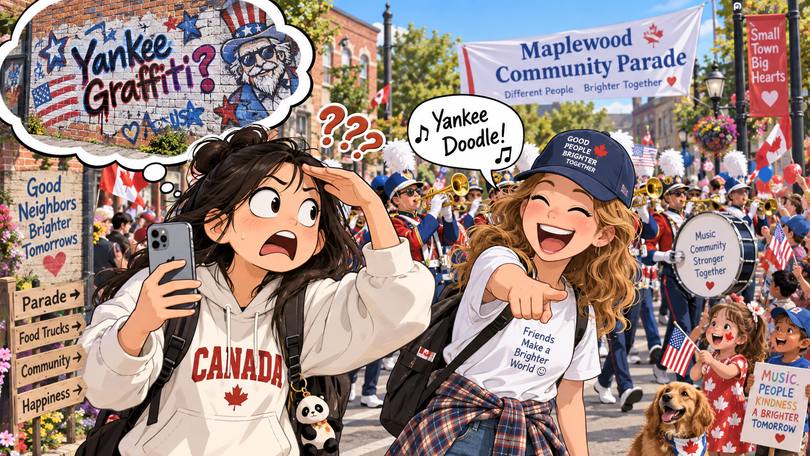 美剧学英语:Yankee doodle - 加拿大社区游行听到“Yankee Doodle”,我真去找墙上的美国涂鸦……