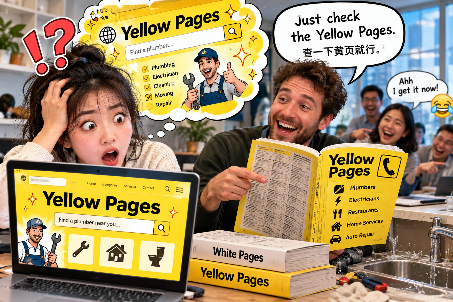 美剧学英语：yellow pages - 加拿大搬家找水管工，同事让我查“yellow pages”，我愣住了：黄色网页？