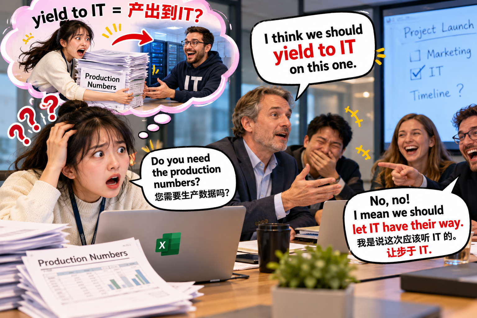 美剧说英语:yield to - 加拿大办公室开会,老板说“yield to”,我差点打开Excel算产量……
