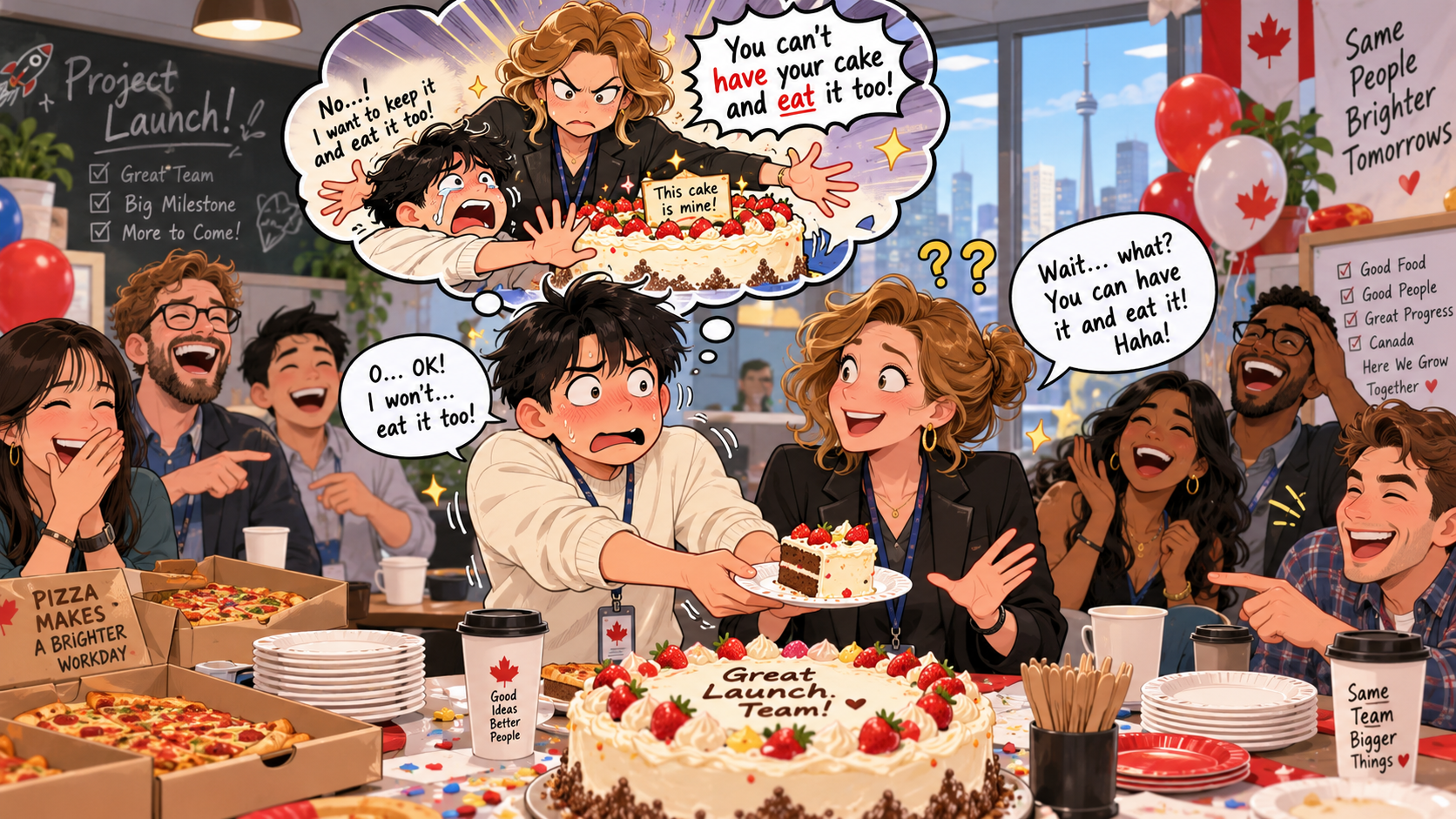 美剧说英语：you can't have your cake and eat it too - 加拿大办公室聚餐，同事说我不能既有蛋糕又吃掉，我差点以为她在护食……