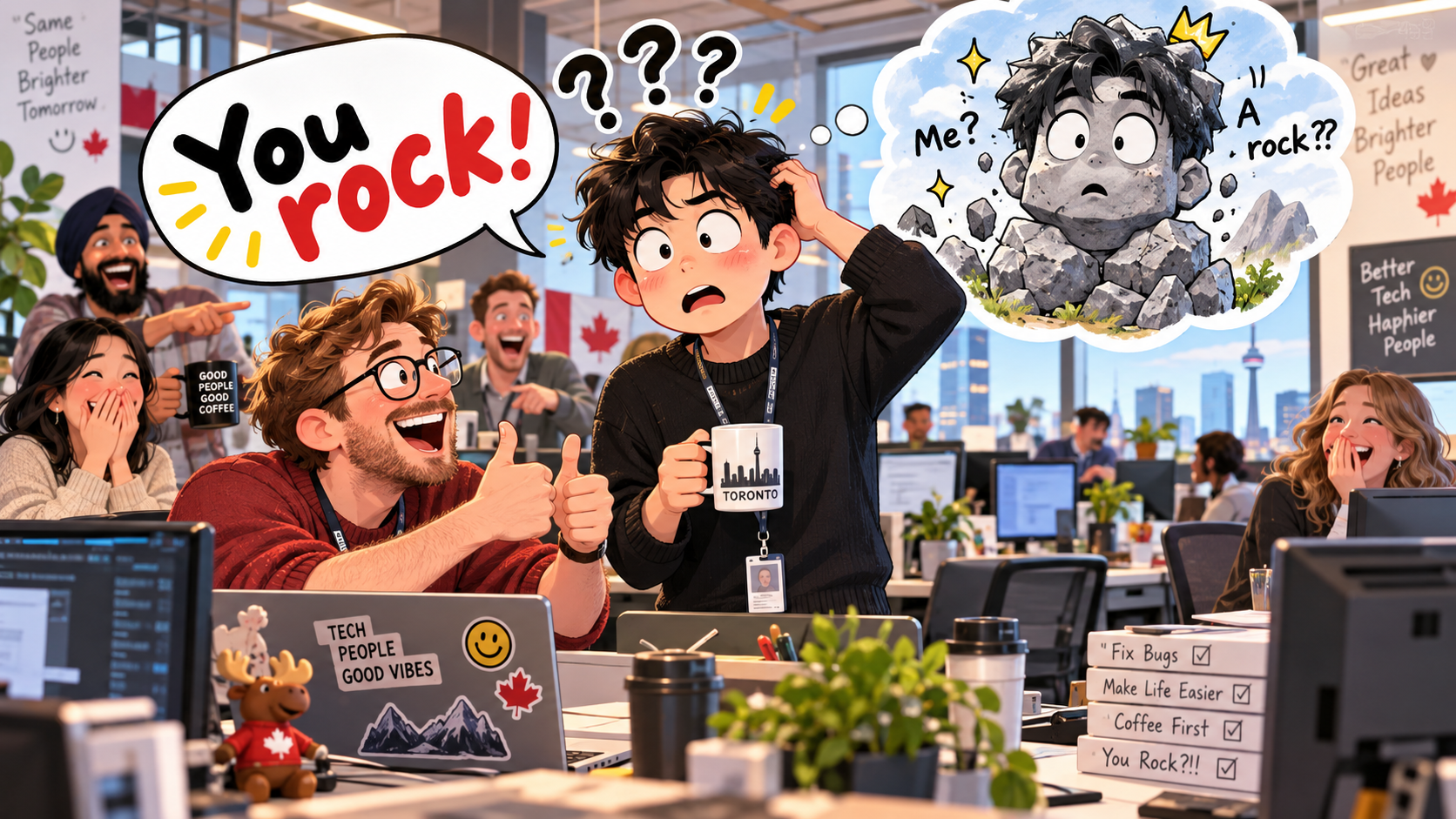 美剧说英语：you rock - 加拿大办公室同事说“You rock”，我低头看了看自己：我哪里像石头了？